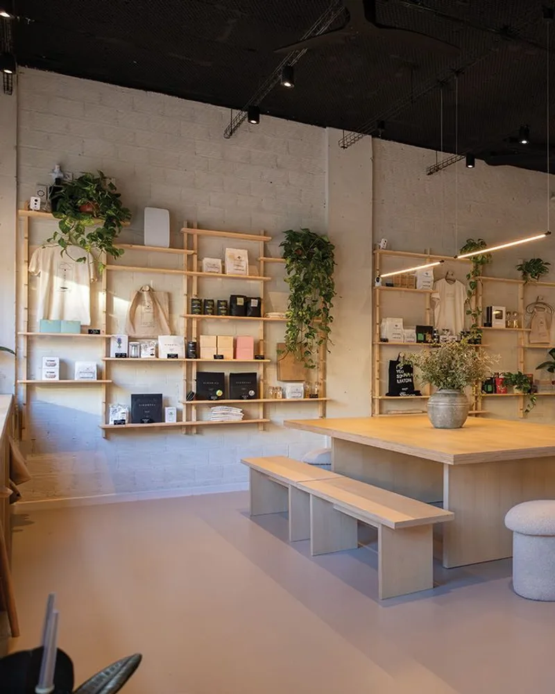 Light minimalist interior and coffee counter at HOTTO Coffee Lab in Palma